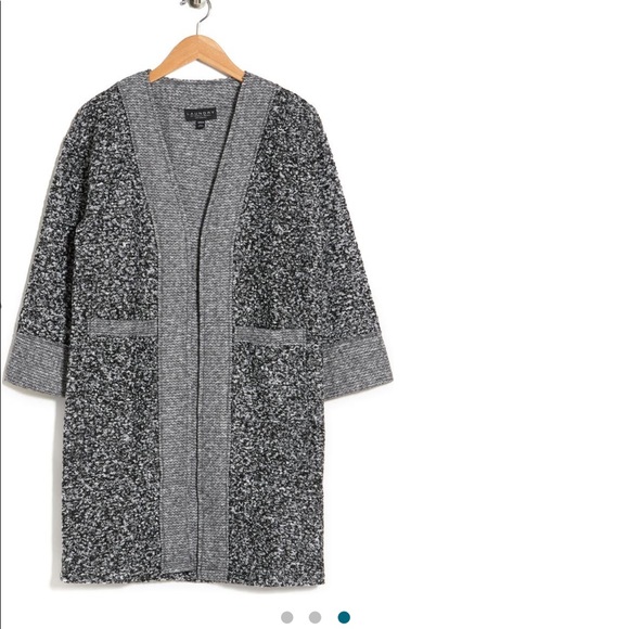 NWT Laundry by Shelli Segal Two Tone Boucle Knit Longline Cardigan - Picture 3 of 6